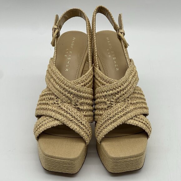 Marc Fisher LTD Caddy Light Natural Woven Platform Heeled Sandal Size 9.5M NWOB - Picture 5 of 12